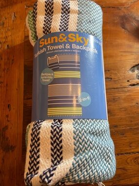 Blue and White Turkish Beach Towel @ Backpack